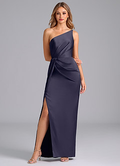 Azazie Naria Brautjungfernkleider Etui One-Shoulder Stretch-Satin Kleid Sturm image3