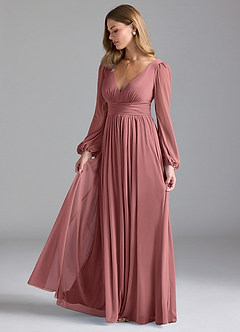 Azazie Norah Bridesmaid Dresses Desert Rose A-Line Mesh Dress image4