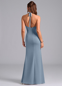 Azazie Valerie Bridesmaid Dresses Dusty Blue Mermaid Pleated Chiffon Dress image6