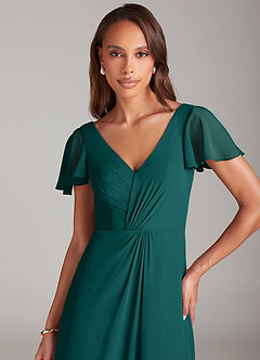 Azazie Soren Bridesmaid Dresses Peacock A-Line Ruched Chiffon Dress image6