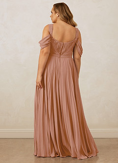 Christian Siriano Bridal for Azazie 1013 Bridesmaid Dresses Champagne Rose A-Line Off the Shoulder Chiffon Dress image12