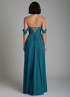 Azazie Loisa Bridesmaid Dresses Ink Blue A-Line Corset Chiffon Convertible Dress image2