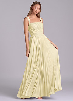Azazie Mina Bridesmaid Dresses Lemon Sorbet A-Line Pleated Chiffon Dress image3
