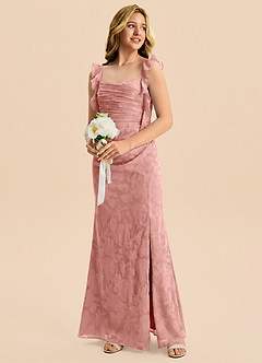 Azazie Jessamine Junior Rosette Mermaid Sweetheart Neckline Floral Burnout Dress image4