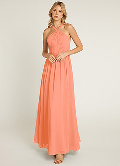Azazie Jacey Bridesmaid Dresses Sunset A-Line Pleated Chiffon Dress image1