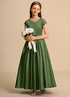 Azazie Bunny Junior Formal Sukienki dla dziewczynek sypiących kwiaty Suknia balowa Koronka Sznurówka Długość kostki Sukienka image3