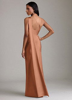 Azazie Galinda Suknie dla druhen Syrena Jedno ramię Satyna elastyczna Do ziemi Sukienka image6