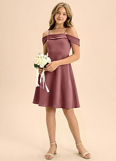 Azazie Anselie Junior Klä av A-Line i Stretch Satin Plisserad image1