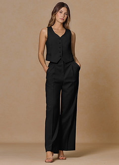 front Rowan Black Refined Weave Performance pants
