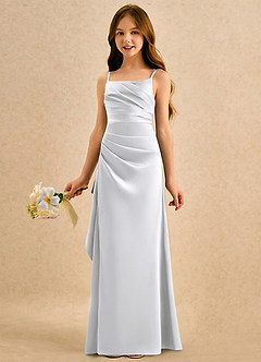 Azazie Cannoli Girls Formal Flower Girl Klänningar Klä A-Line i Matt satäng Plisserad image5