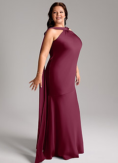 Azazie Kinsley Vestidos de damas de honor Vestido de Mora de Satén Elástico de Corte Sirena con Corte Lateral image12