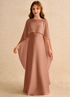 Azazie Fishie Junior Formal Jurken voor bloemenmeisjes A-Lijn Jurk van Mat Satijn Bronzeertint image5