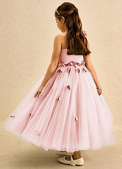 Azazie Strudel Flower Girl Klänningar Klä Balklänning i Tyll Ena axeln image7