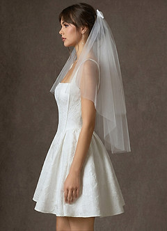 front The Satin Bow Shoulder Veil
