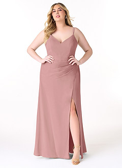 Azazie Leo Bridesmaid Dresses Dusty Rose Mermaid V-Neck Pleated Chiffon Dress image7