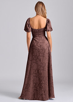 Azazie Mirian Bridesmaid Dresses Espresso A-Line Sweetheart Neckline Floral Burnout Dress image6