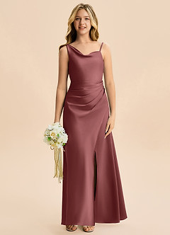 Azazie Abby Junior Amethyst A-Line Pleated Stretch Satin Dress image4