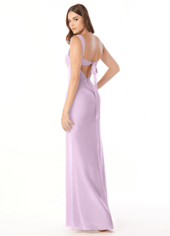 Azazie Audre Vestidos de damas de honor Vestido de Lila Esmerilada de Gasa de Corte Sirena con Plisado image4