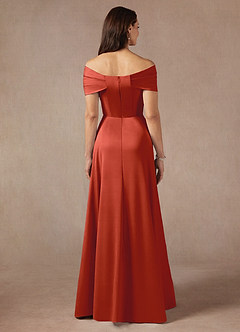 Azazie Amelia Mother of the Bride Dresses Rust A-Line Off the Shoulder Stretch Satin Dress image6