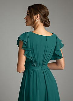 Azazie Daphne Modest Bridesmaid Dresses A-Line Ruffled Chiffon Floor-Length Dress image6