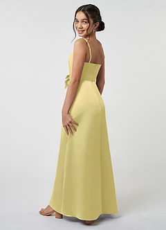 Azazie Anina Junior Robe Trapèze en Satin extensible Arc Sorbet Citron image5