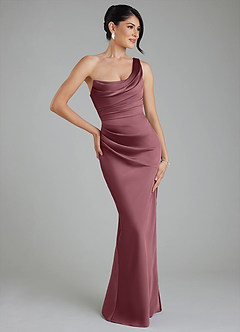 Azazie Sabrina Bridesmaid Dresses Desert Rose Mermaid Corset Stretch Satin Dress image1