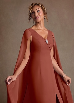 Azazie Boudica Klänningar till brudens mor Klä A-Line i Chiffong Plisserad Kastanjebrunt image5