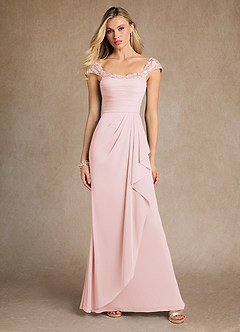 Azazie Belfast Abiti per la Madre della Sposa Abito Tubino in Maglia Pizzo Rosa Rossore image4