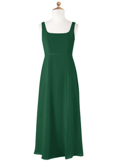 Azazie Renee Junior Dark Green A-Line Side Slit Chiffon Dress image5