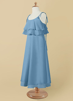 Azazie Temi Flower Girl Dresses Steel Blue A-Line Spaghetti Strap Chiffon Dress image12