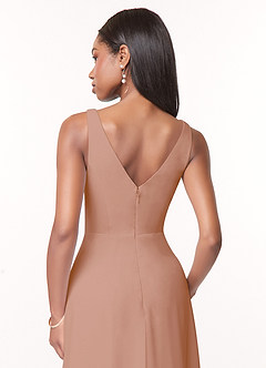 Azazie Nala Bridesmaid Dresses Champagne Rose A-Line Pleated Chiffon Dress image5