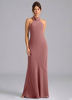 Azazie Velli Bridesmaid Dresses Desert Rose Mermaid Bow Chiffon Dress image6