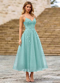 Clementinia Light Green Sequin Embroidery Lace Beading Tulle Corset Maxi Dress image3