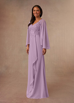 Azazie Perry Kleider für die Brautmutter Meerjungfrau-Linie V-Hals Spitze Chiffon Kleid Blauregen image2