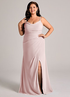 Azazie Deandra Brudtärnklänningar Klä av Sjöjungfru i Chiffong Plisserad Rodnande Rosa image7