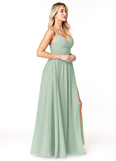 Azazie Chanel Bridesmaid Dresses Agave A-Line Pleated Chiffon Dress image4