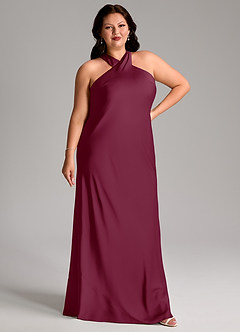 Azazie Doretta Vestidos de madrinha de casamento Vestido Amora de Cetim elástico de sereia com Plissado image9