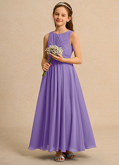 Azazie Ducky Junior Formal vestidos de niña de las flores Vestido de Tahití de Gasa de Corte En A con Plisado image6