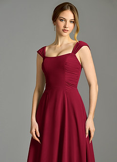 Azazie Oasis Bridesmaid Dresses Burgundy A-Line with Pockets Chiffon Dress image3