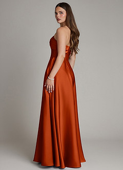 Azazie Meleena Bridesmaid Dresses Paprika A-Line Strapless Stretch Satin Dress image3