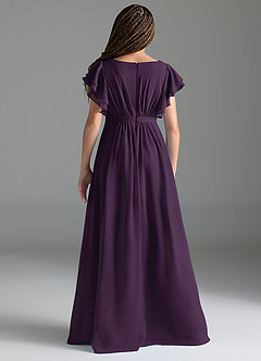 Azazie Daphne Junior Plum A-Line Pleated Chiffon Dress image2