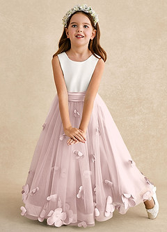 Azazie Vi Flower Girl Dresses Blushing Pink A-Line Sleeveless Tulle Dress image6
