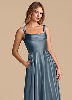 Azazie Shaude Bridesmaid Dresses Twilight A-Line Pleated Metallic Satin Dress image2
