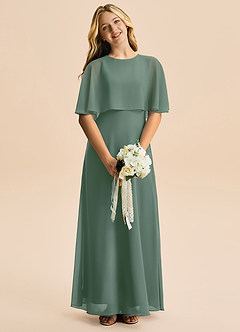 Azazie Maris Junior Abito A-Line in Chiffon Eucalipto image4