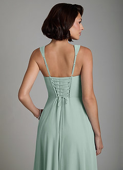 Azazie Azaria Bridesmaid Dresses Agave A-Line Corset Chiffon Dress image2