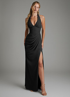 Azazie Tina Bridesmaid Dresses Black Mermaid Corset Chiffon Dress image1