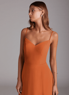 Azazie Marley Bridesmaid Dresses Cinnamon A-Line Off the Shoulder Chiffon Convertible Dress image2