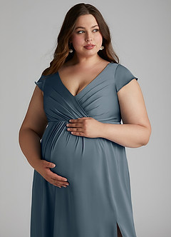 Azazie Allessia Abiti da damigella d'onore premaman Abito A-Line Plissettato Raso Elasticizzato Floor-Length image13