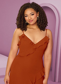 Barbie ♥ Azazie Bridesmaid Dresses Paprika Sheath Chiffon Dress image14