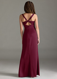 Azazie Mero Junior Mulberry Mermaid Pleated Stretch Satin Dress image5